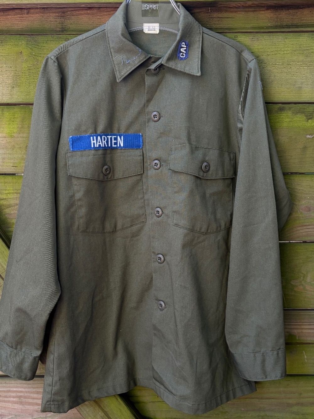 Vintage 1980s Civil Air Patrol Military Fatigue Shirt OG 507. Size M